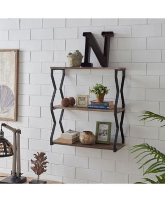 Rustic Industrial 3-Tier Zigzag Floating Wall Shelf