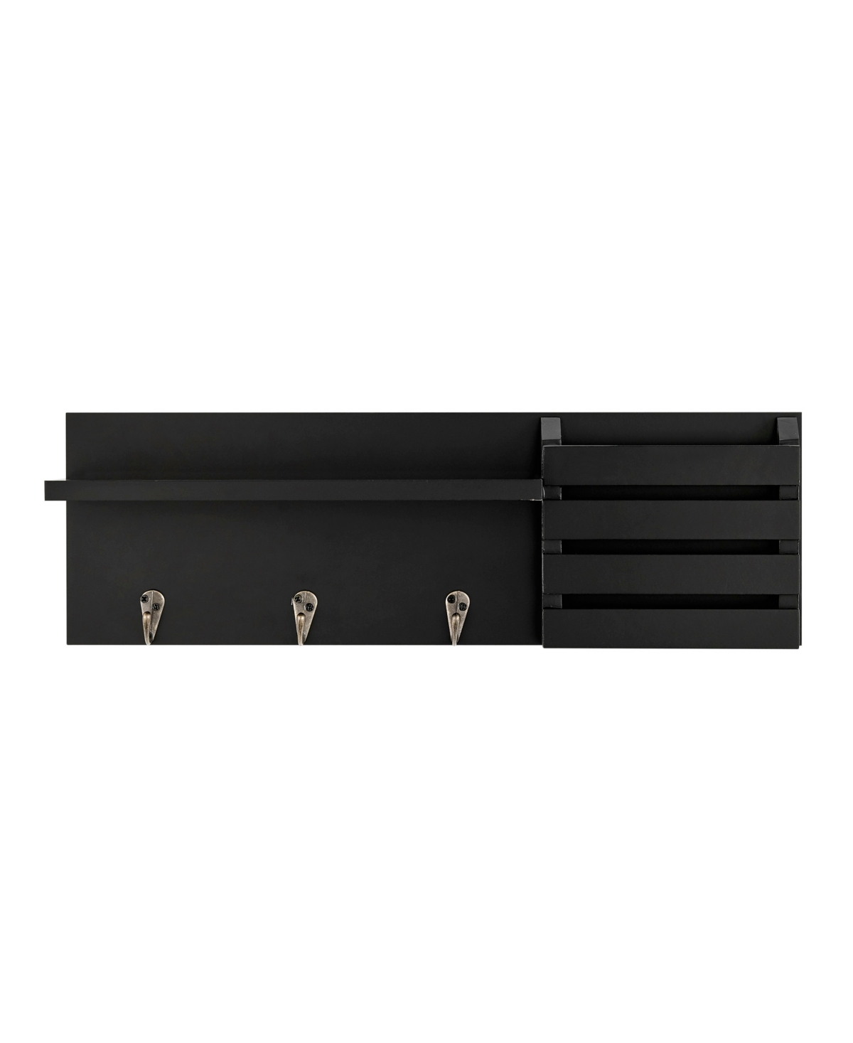 Utility Shelf with Pocket and Hanging Hooks - Black