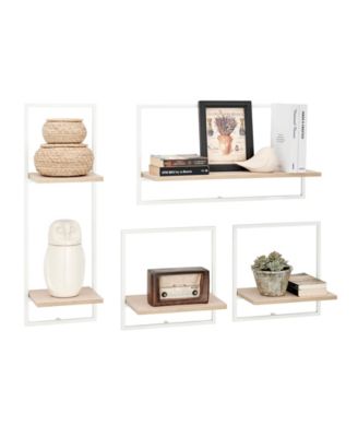 Danya B Framed Wall Art 4-Piece Modern Shelf Set, White Metal Frame And ...