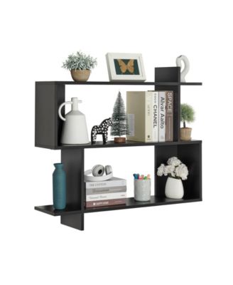 Manasa Floating Geometric Kilter Two-Tier Wall Shelf