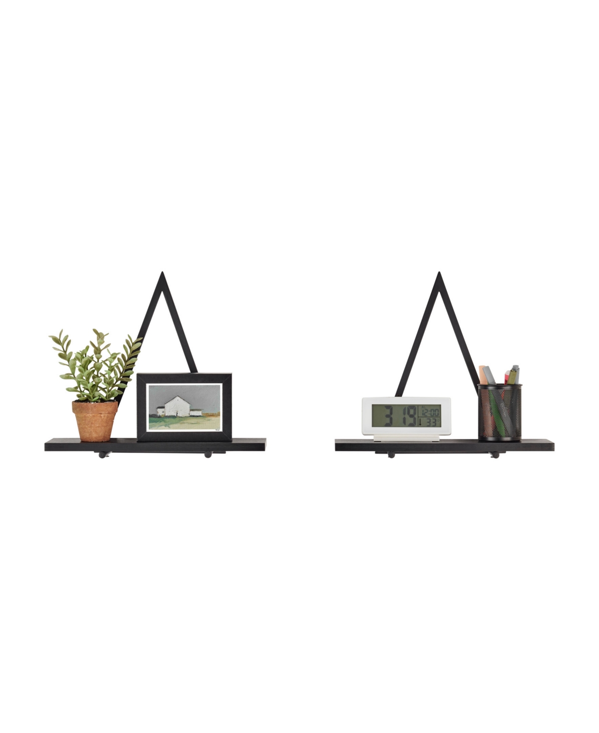 Shop Danya B Contemporary Decorative Triangle Accent Wall Shelf, Reversible Configuration, Metal With Finish Ledg In Black