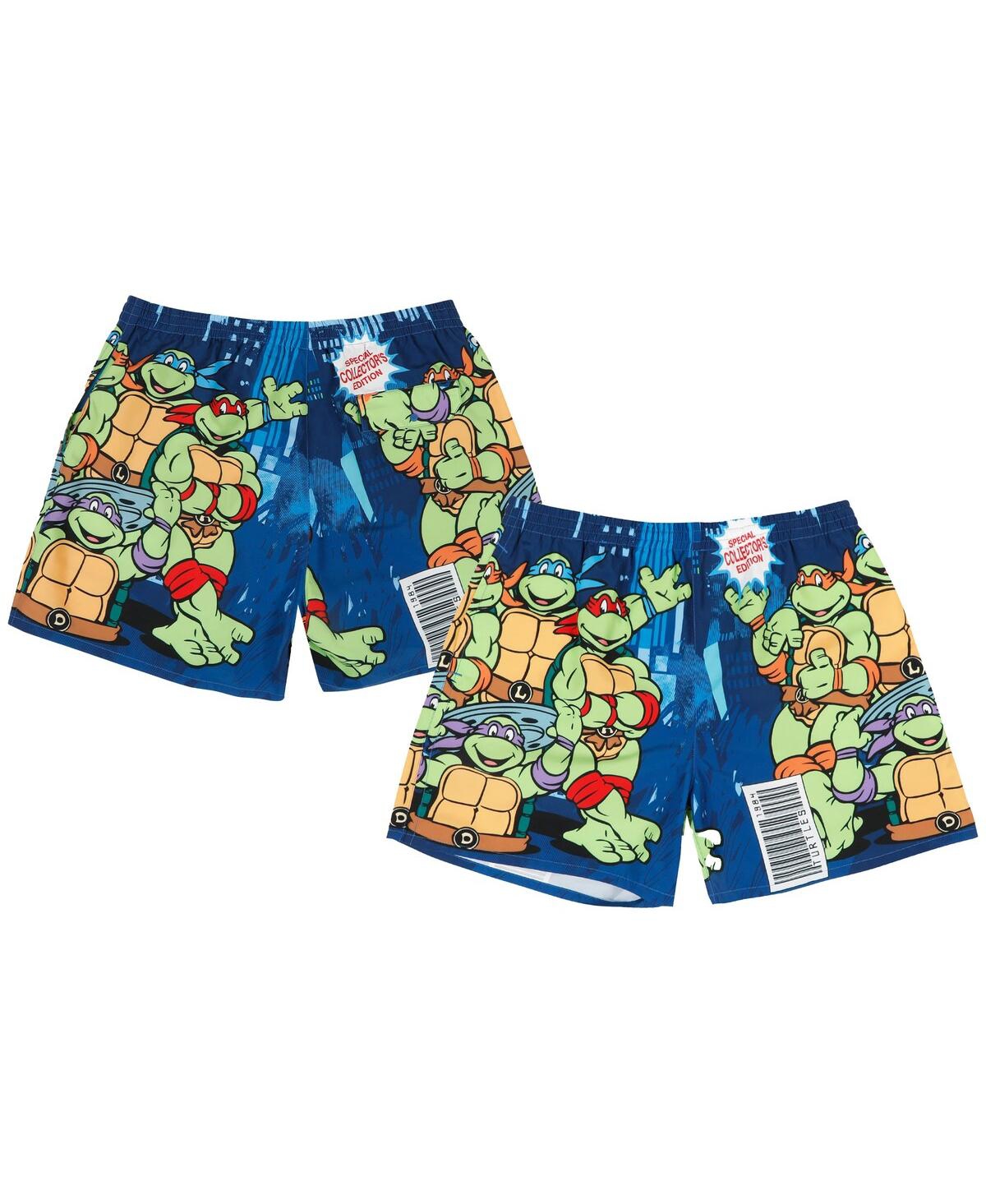 Men's Dumbgood Blue Teenage Mutant Ninja Turtles Comic Big Print Shorts - Blue