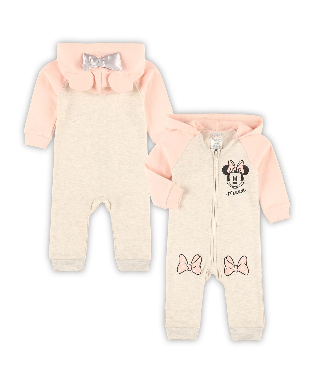 Shop Children's Apparel Network Baby Boys And Girls Minnie Mouse Heather Gray Hoodie Full-zip Jumper