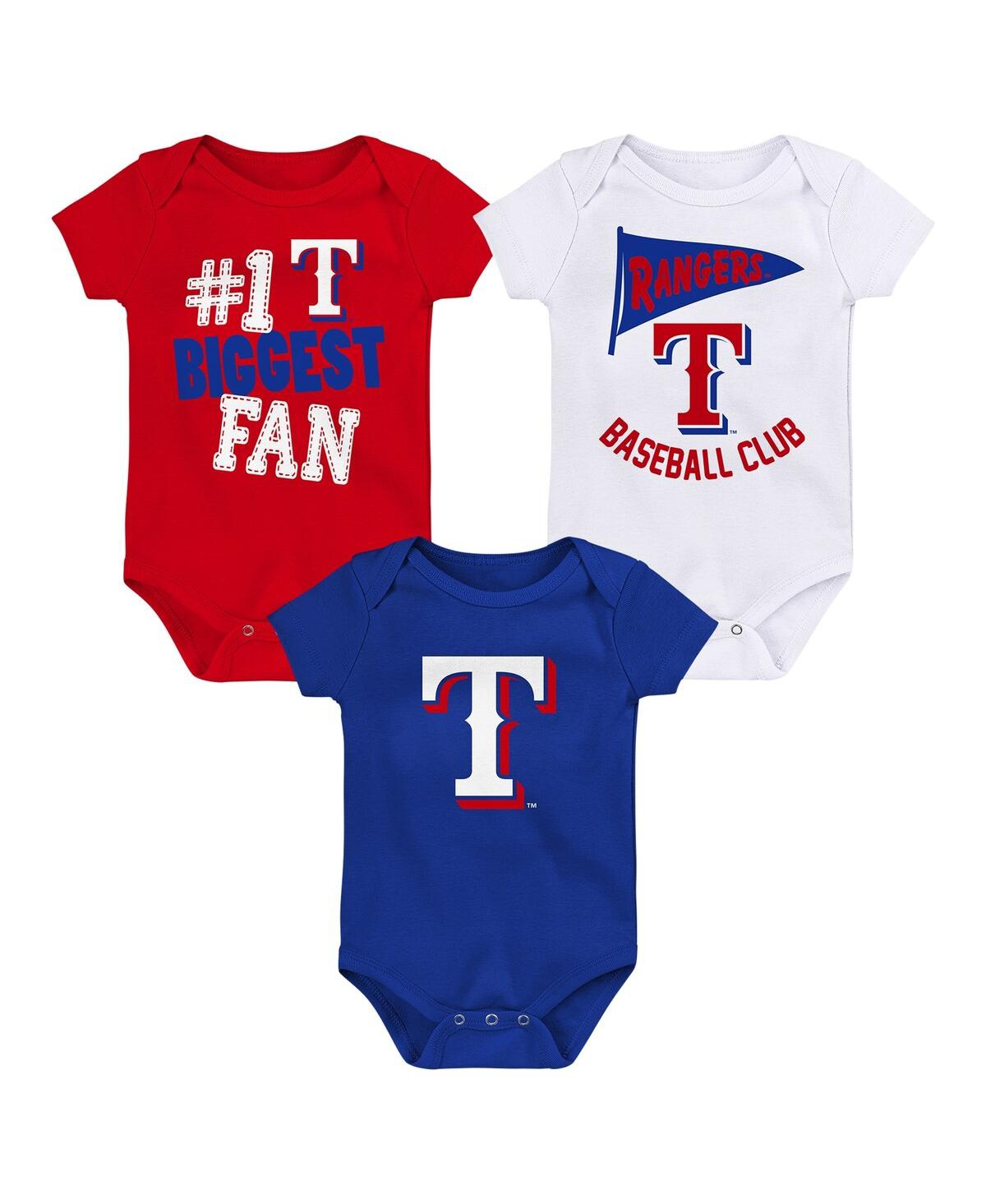 Shop Fanatics Baby Boys And Girls  Texas Rangers Fan Pennant 3-pack Bodysuit Set In Red
