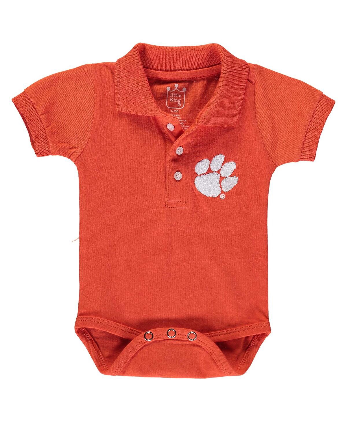 Shop Little King Apparel Baby Boys And Girls Orange Clemson Tigers Polo Bodysuit