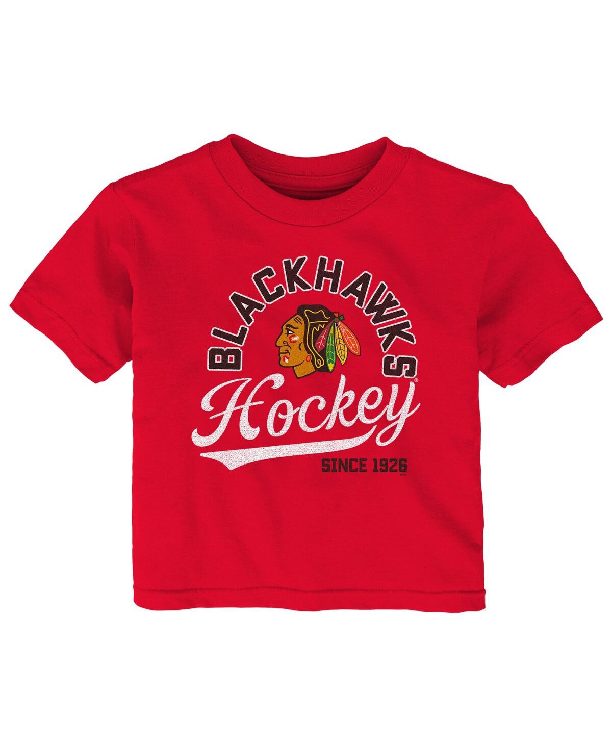 Shop Outerstuff Baby Boys And Girls Red Distressed Chicago Blackhawks Take The Lead T-shirt
