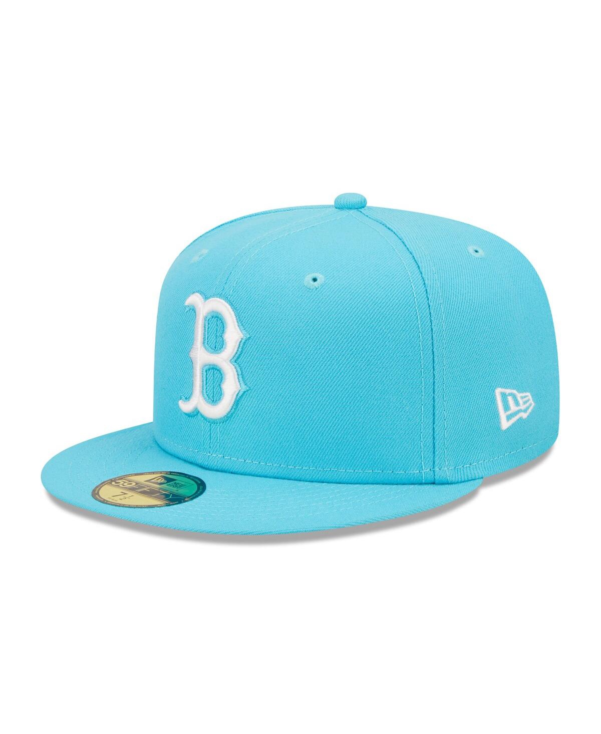 Shop New Era Men's  Blue Boston Red Sox Vice Highlighter Logo 59fifty Fitted Hat