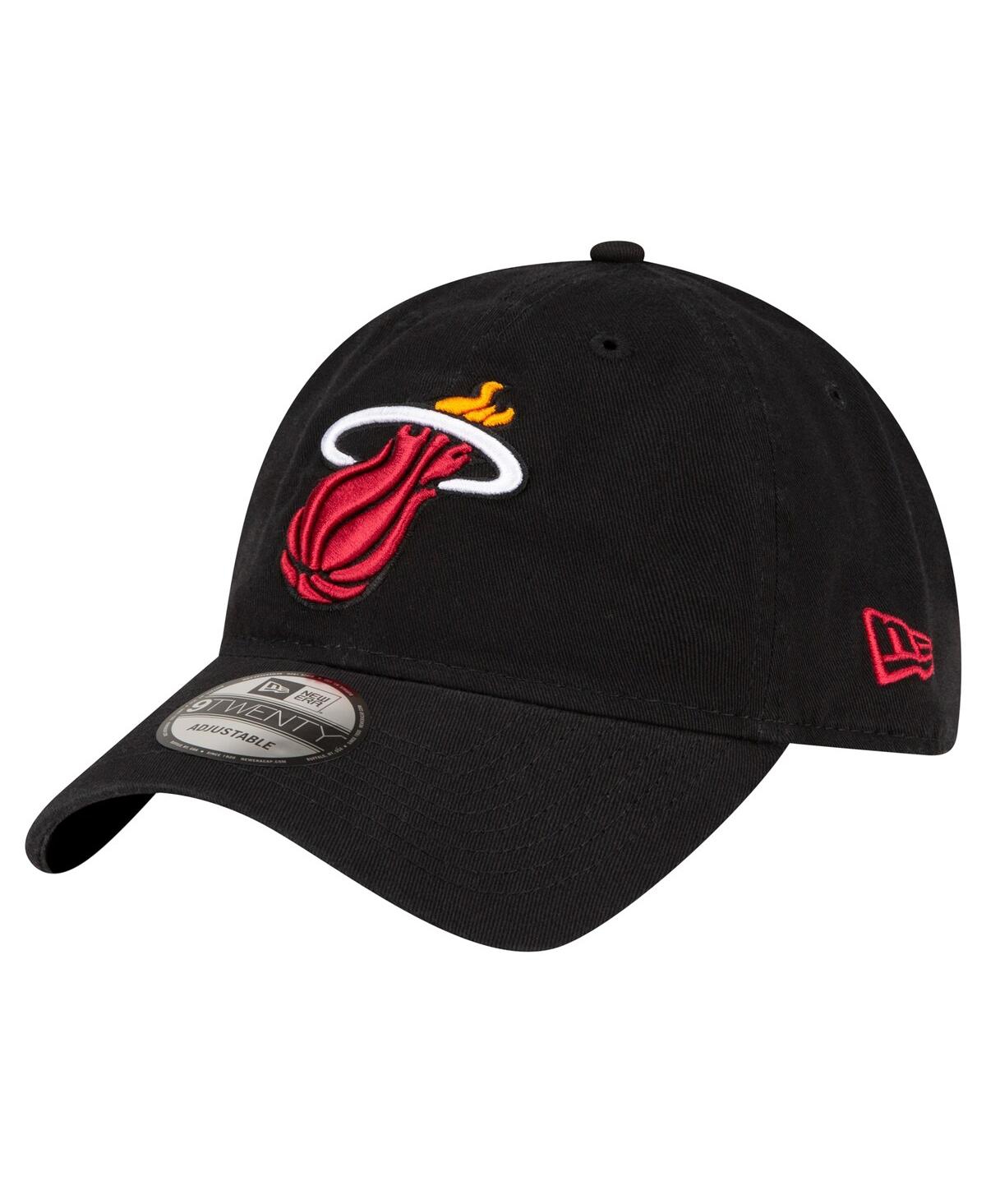 New Era Men's Black Miami Heat Official Team Color 9twenty Adjustable Hat In Black