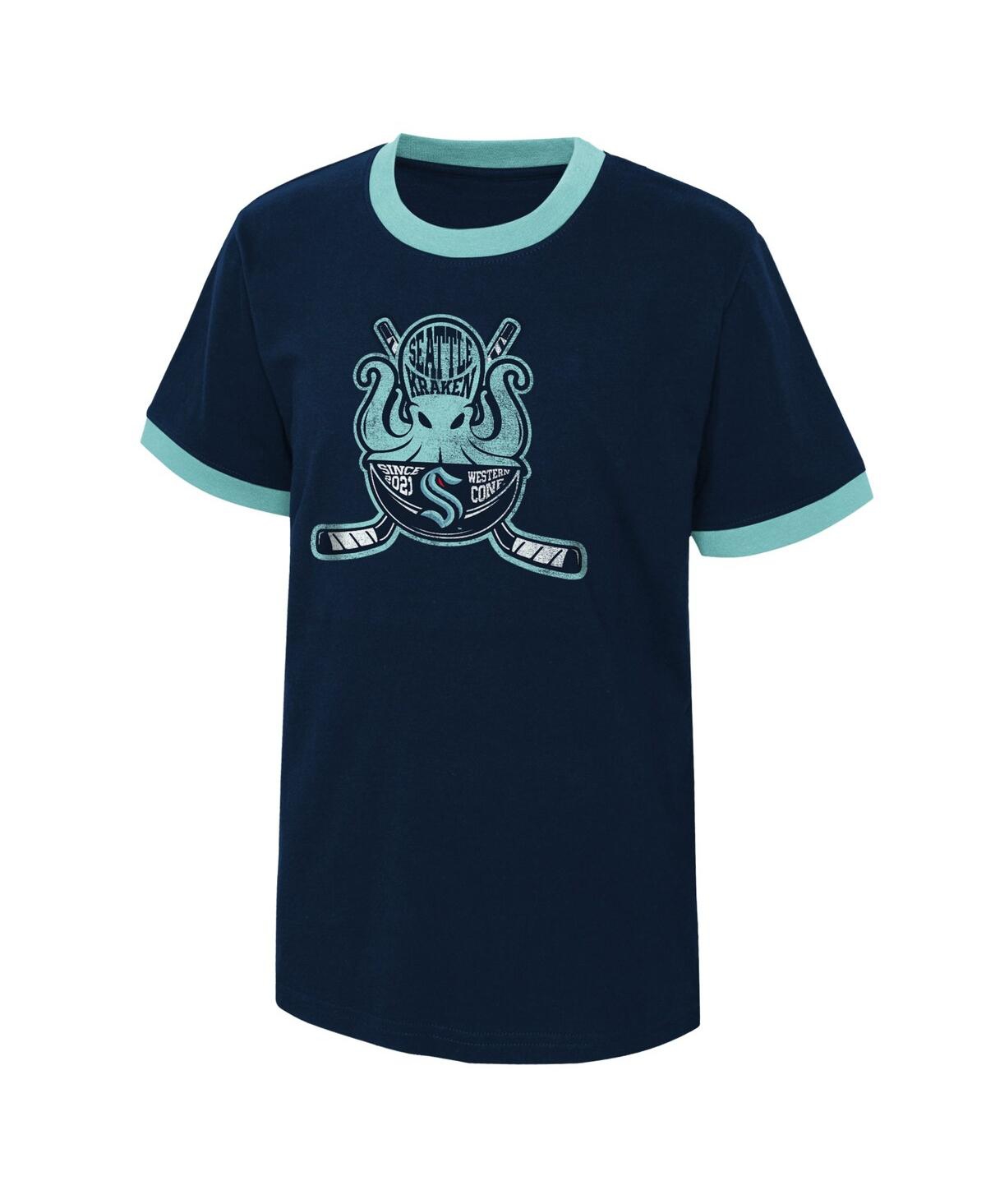Shop Outerstuff Big Boys Navy Distressed Seattle Kraken Ice City T-shirt