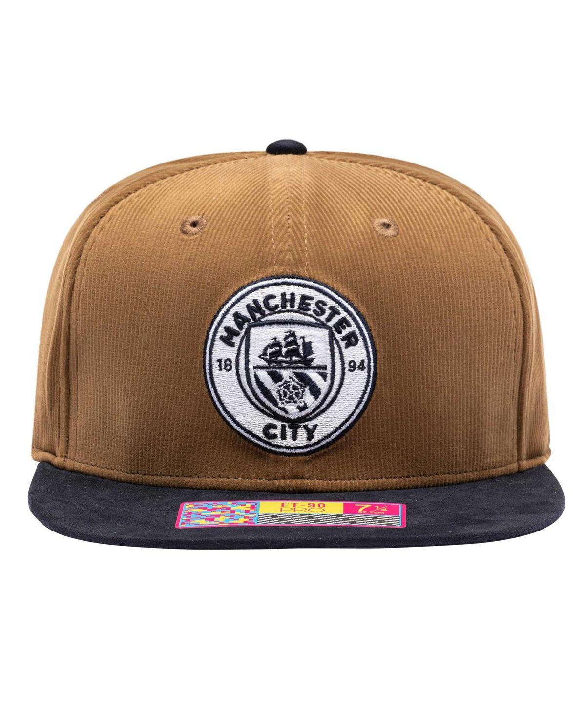 Shop Fan Ink Men's Brown Manchester City Cognac Fitted Hat