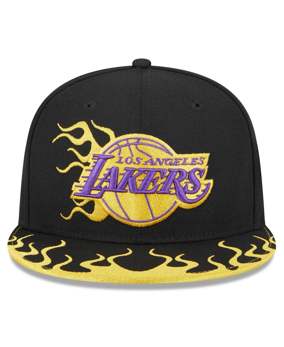 Shop New Era Men's  Black Los Angeles Lakers 2024 Nba All-star Game Rally Drive Flames 9fifty Snapback Hat