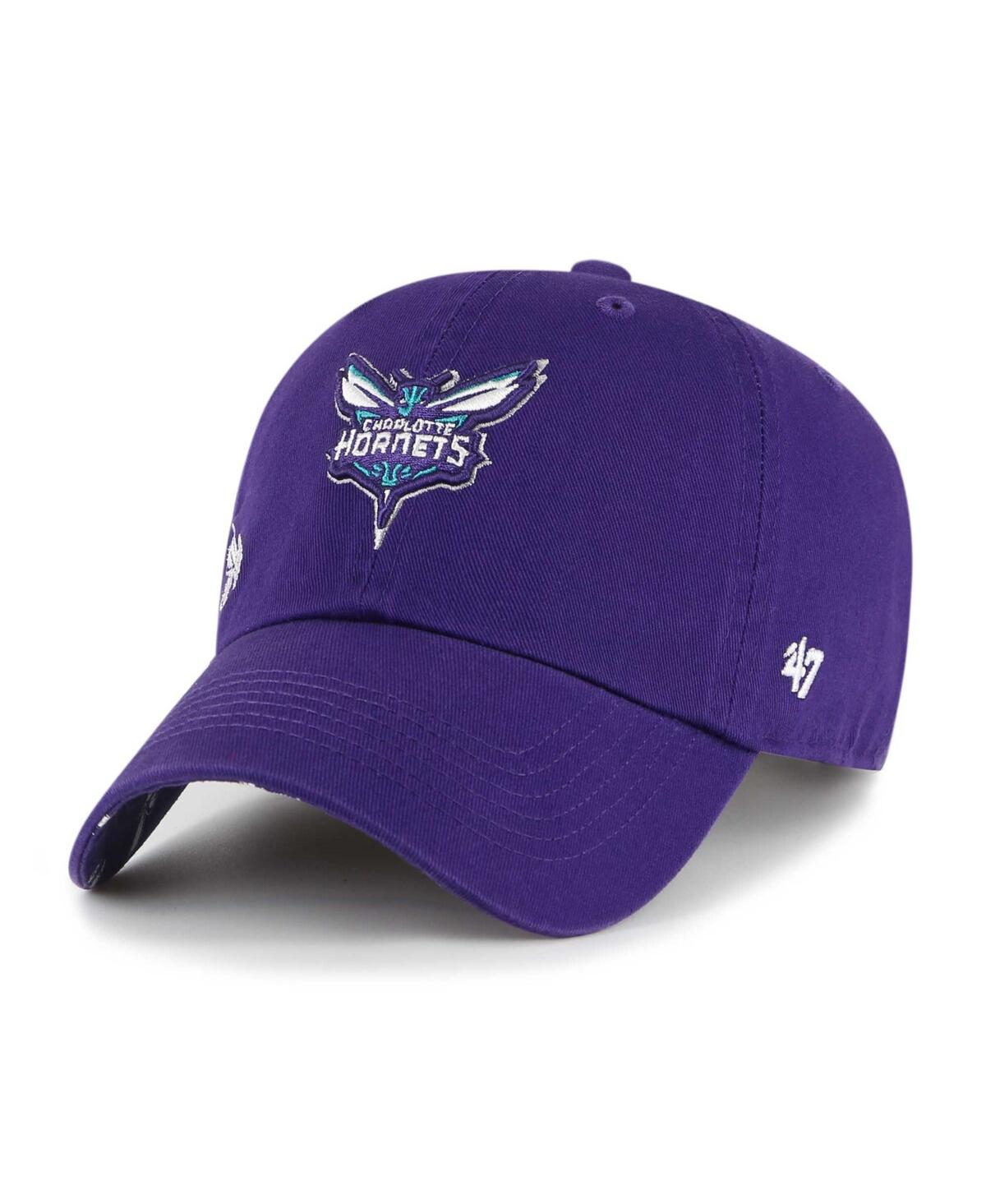 Women's '47 BrandCharlotte Hornets Confetti Undervisor Clean Up Adjustable Hat - Purple