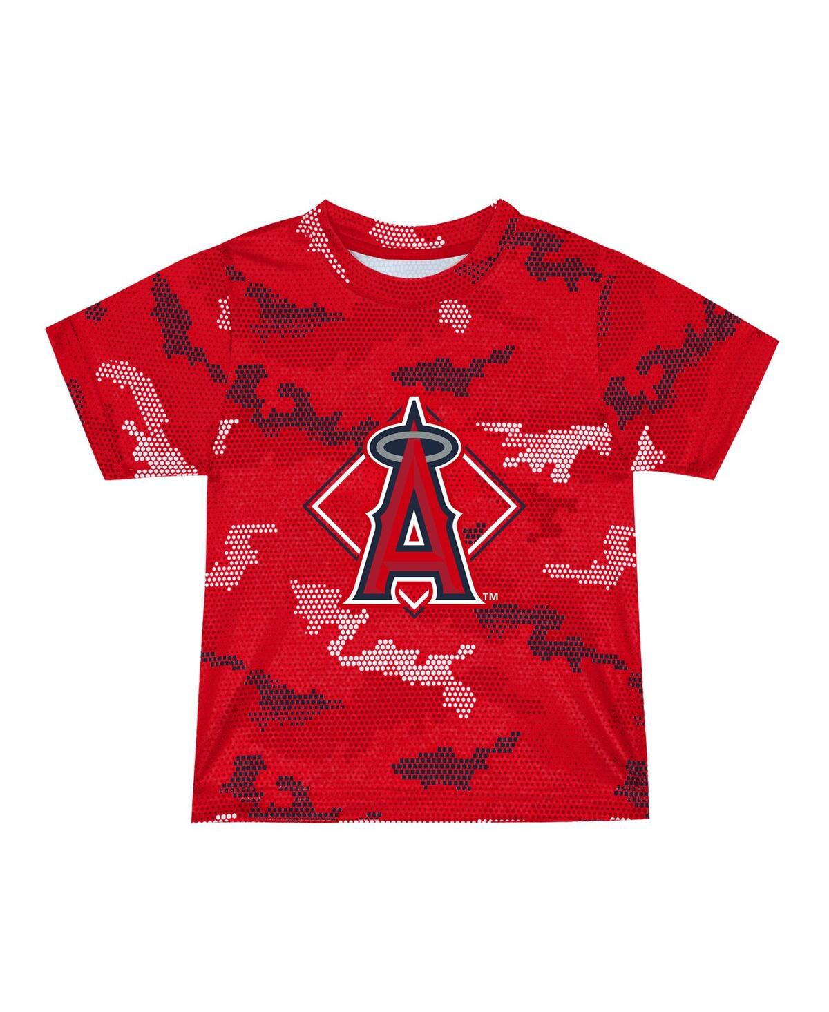 Shop Fanatics Toddler Boys And Girls  Red Los Angeles Angels Field Ball T-shirt And Shorts Set