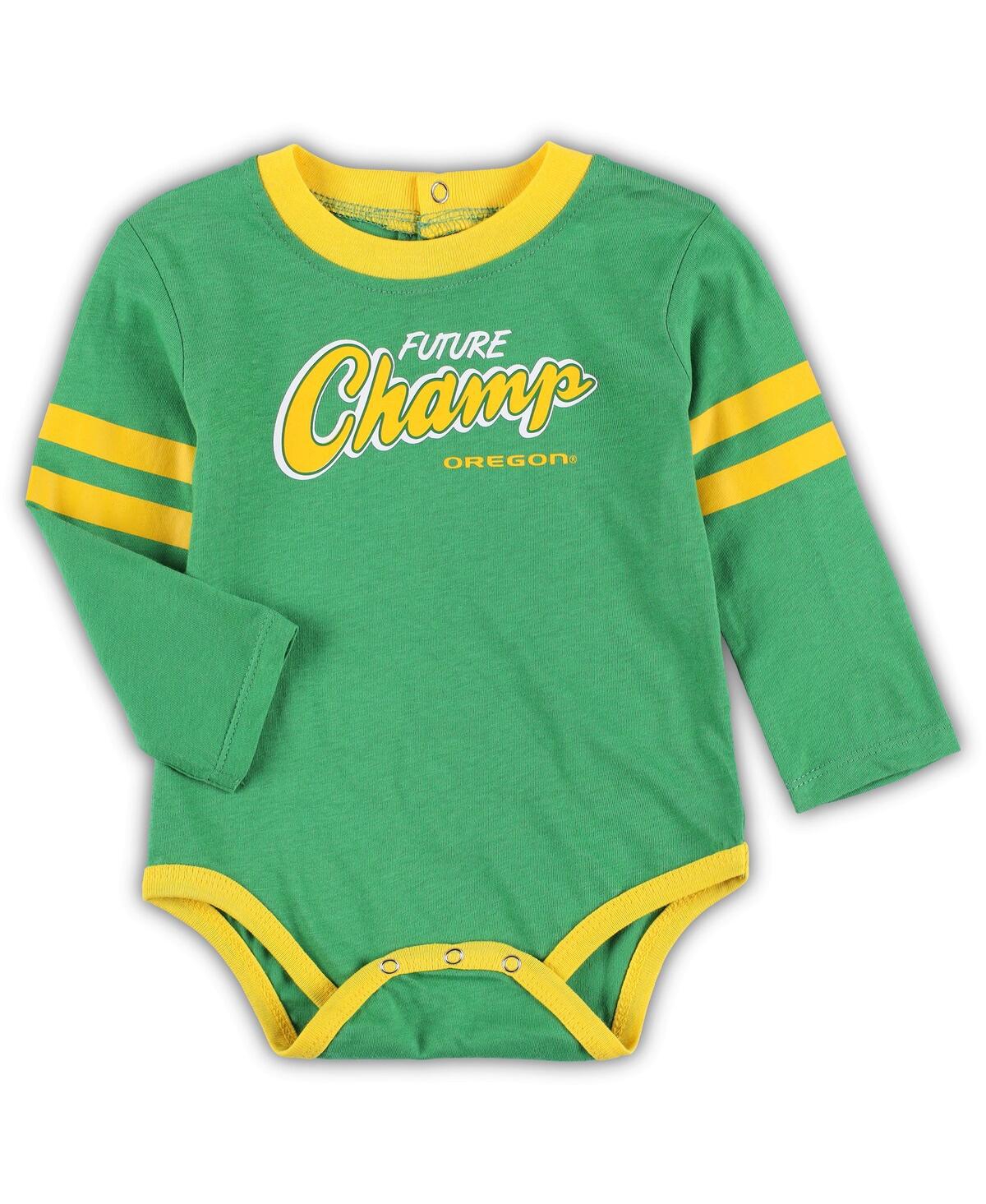 Baby Boys and Girls Yellow Oregon Ducks Little Kicker Long Sleeve Bodysuit and Sweatpants Set - Yellow