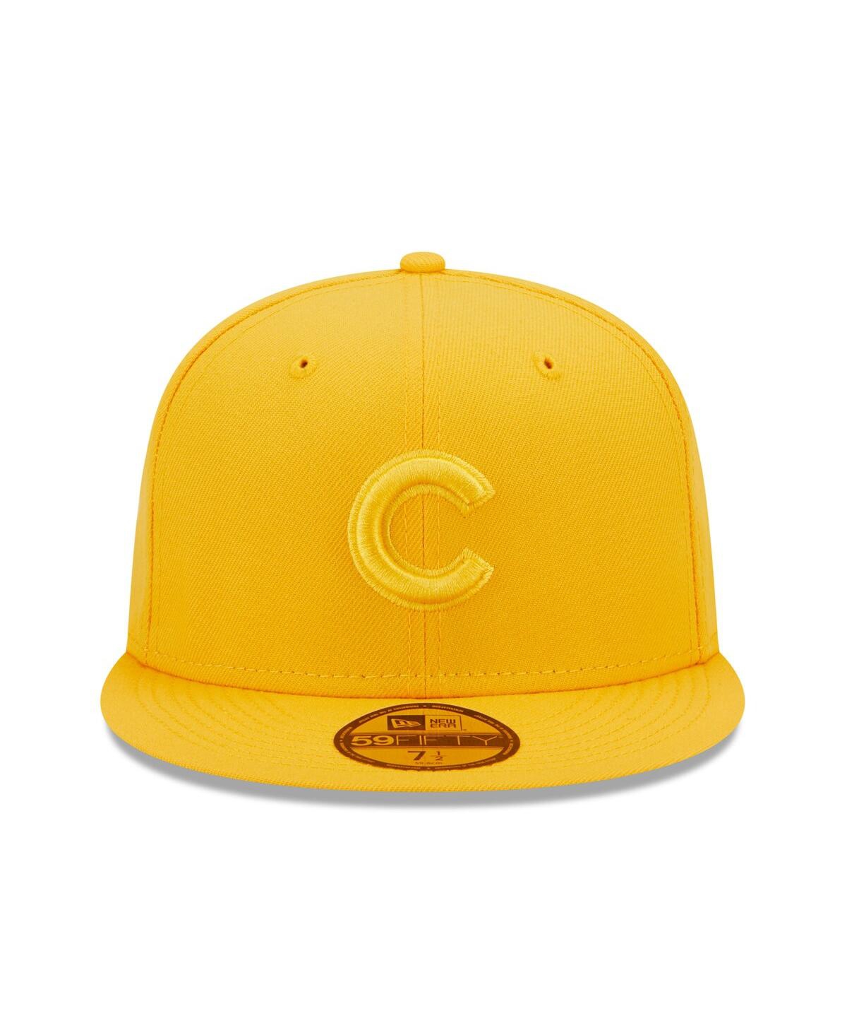 Shop New Era Men's  Gold Chicago Cubs Tonal 59fifty Fitted Hat