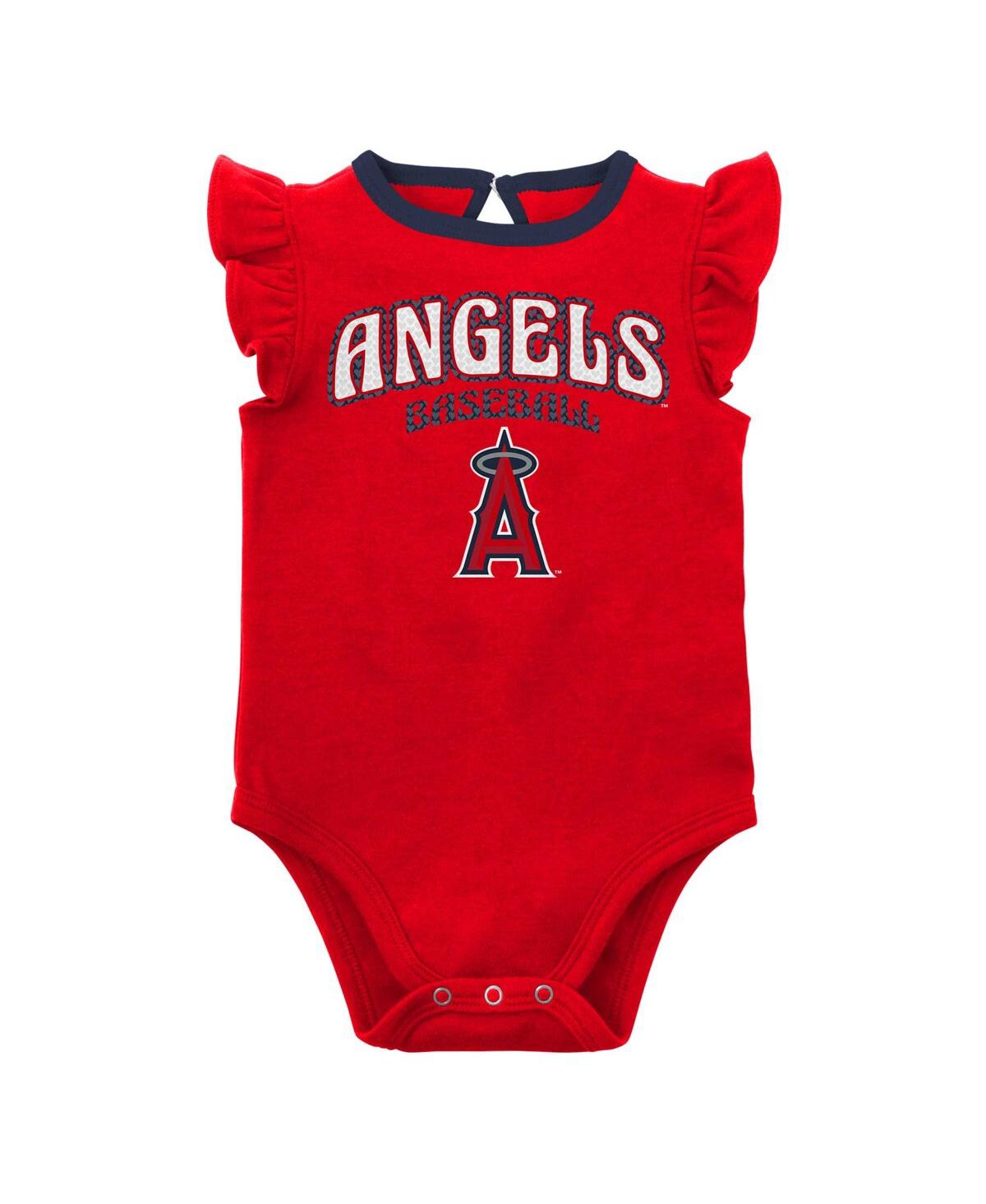 Shop Outerstuff Baby Boys And Girls Red, Heather Gray Los Angeles Angels Little Fan Two-pack Bodysuit Set In Red,heather Gray