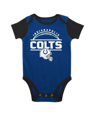 Baby Boys and Girls Royal, Black Indianapolis Colts Home Field Advantage Three-Piece Bodysuit, Bib and Booties Set