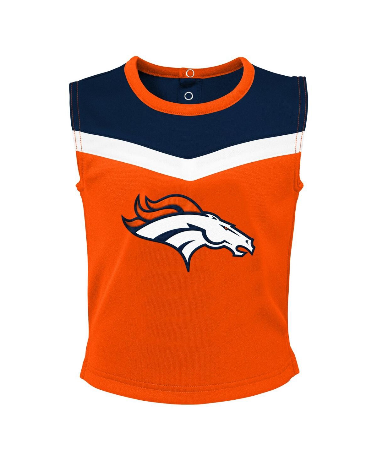 Outerstuff Girls Toddler Orange Denver Broncos Spirit Cheer Two-piece Cheerleader Set With Bloomers In Orange