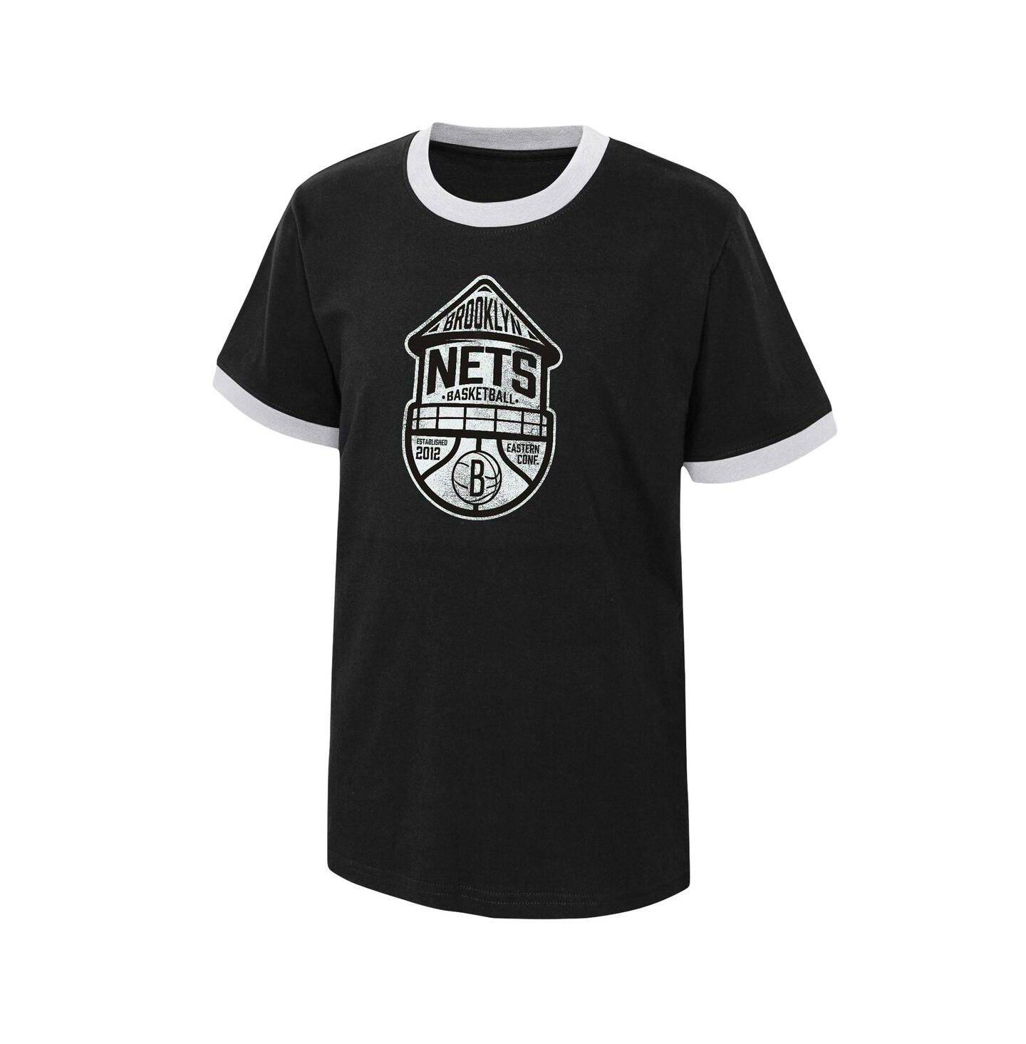 Футболка Outerstuff Black Distressed Brooklyn Nets Hoop City Hometown Ringer для мальчиков — фото 2