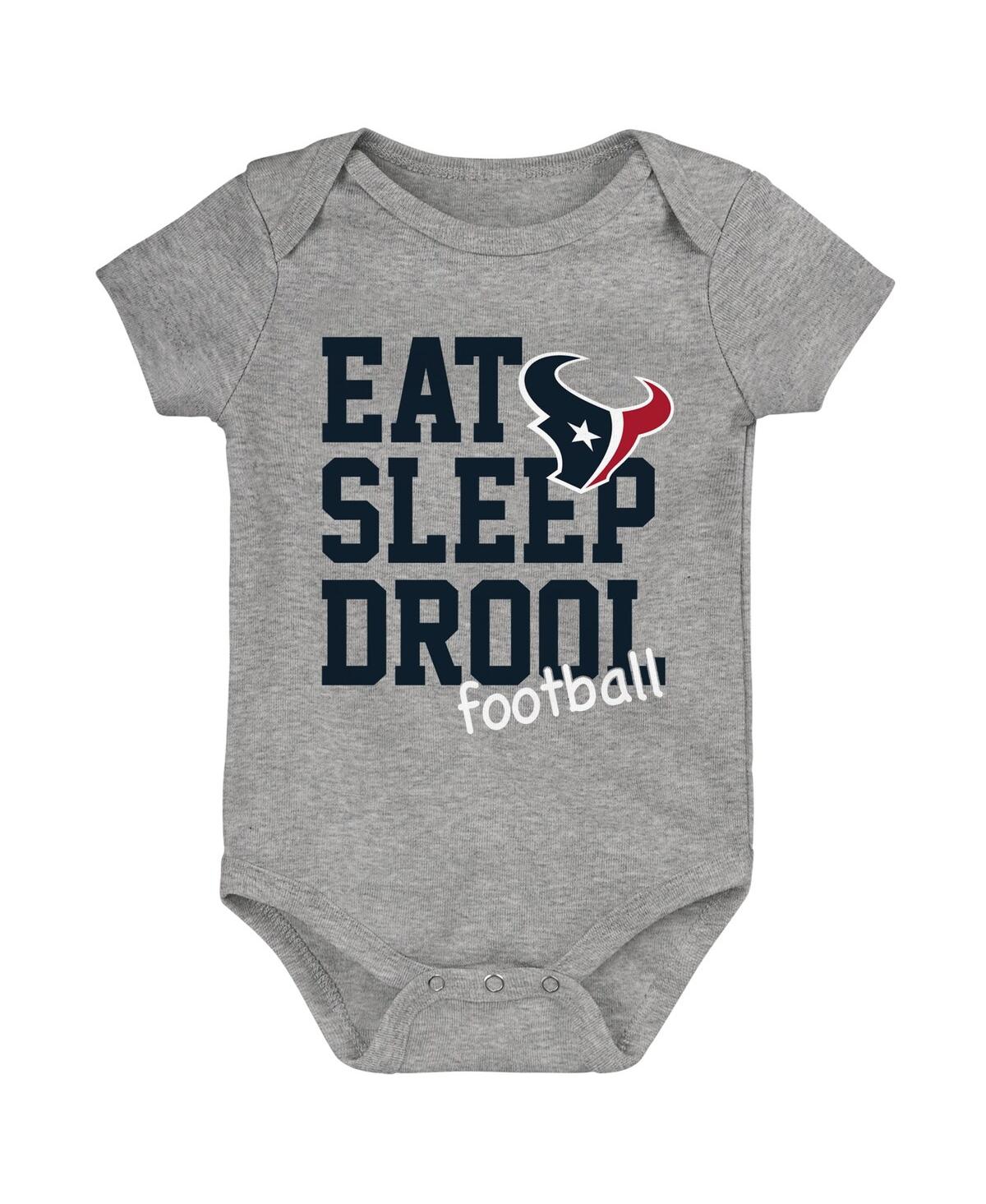 Shop Outerstuff Baby Boys And Girls Navy, Red, Heather Gray Houston Texans Three-pack Eat, Sleep And Drool Retro Bod In Navy,red,heather Gray