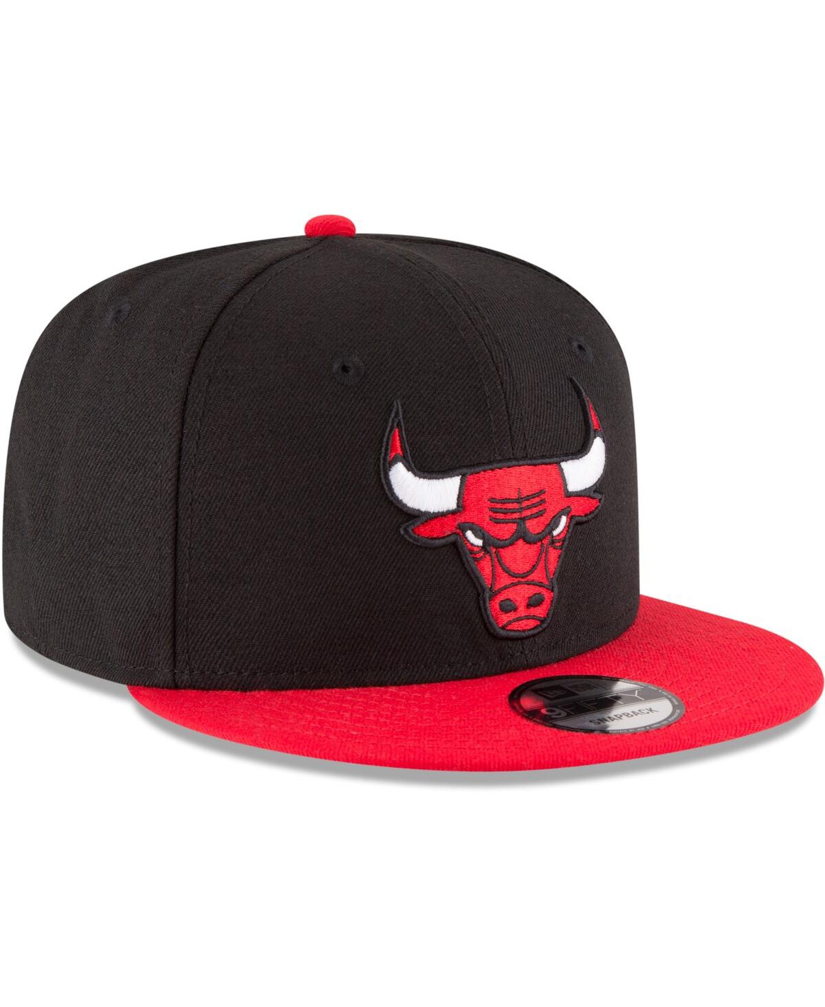 New Era Men's  Black, Red Chicago Bulls Two-tone 9fifty Adjustable Hat In Black,red