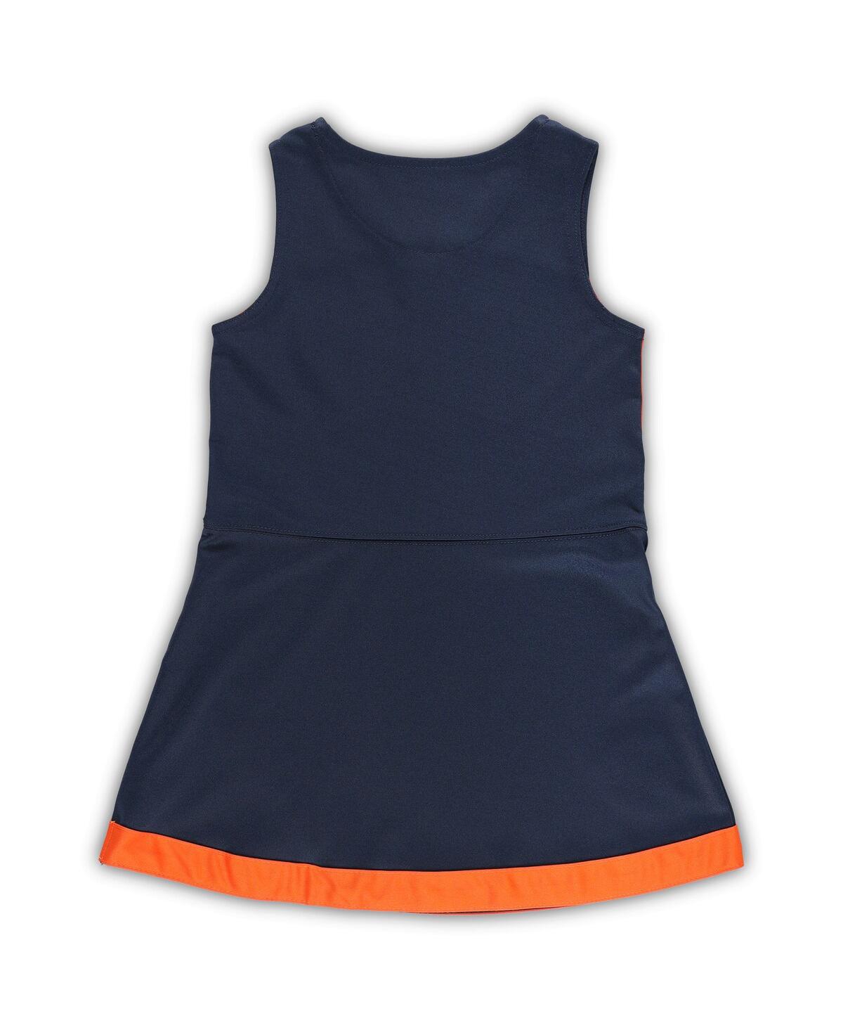 Outerstuff Little Girls Navy Chicago Bears Two-piece Cheer Captain Jumper Dress With Bloomers Set In Navy