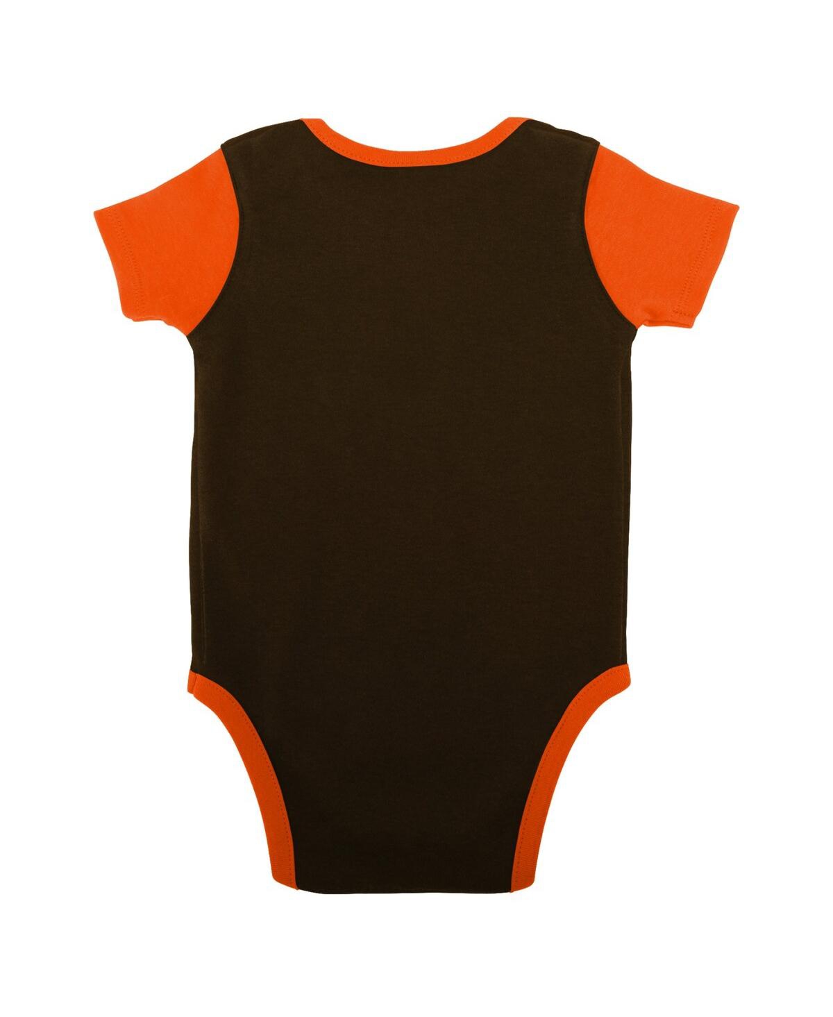Shop Outerstuff Baby Boys And Girls Brown, Orange Cleveland Browns Home Field Advantage Three-piece Bodysuit, Bib An In Brown,orange