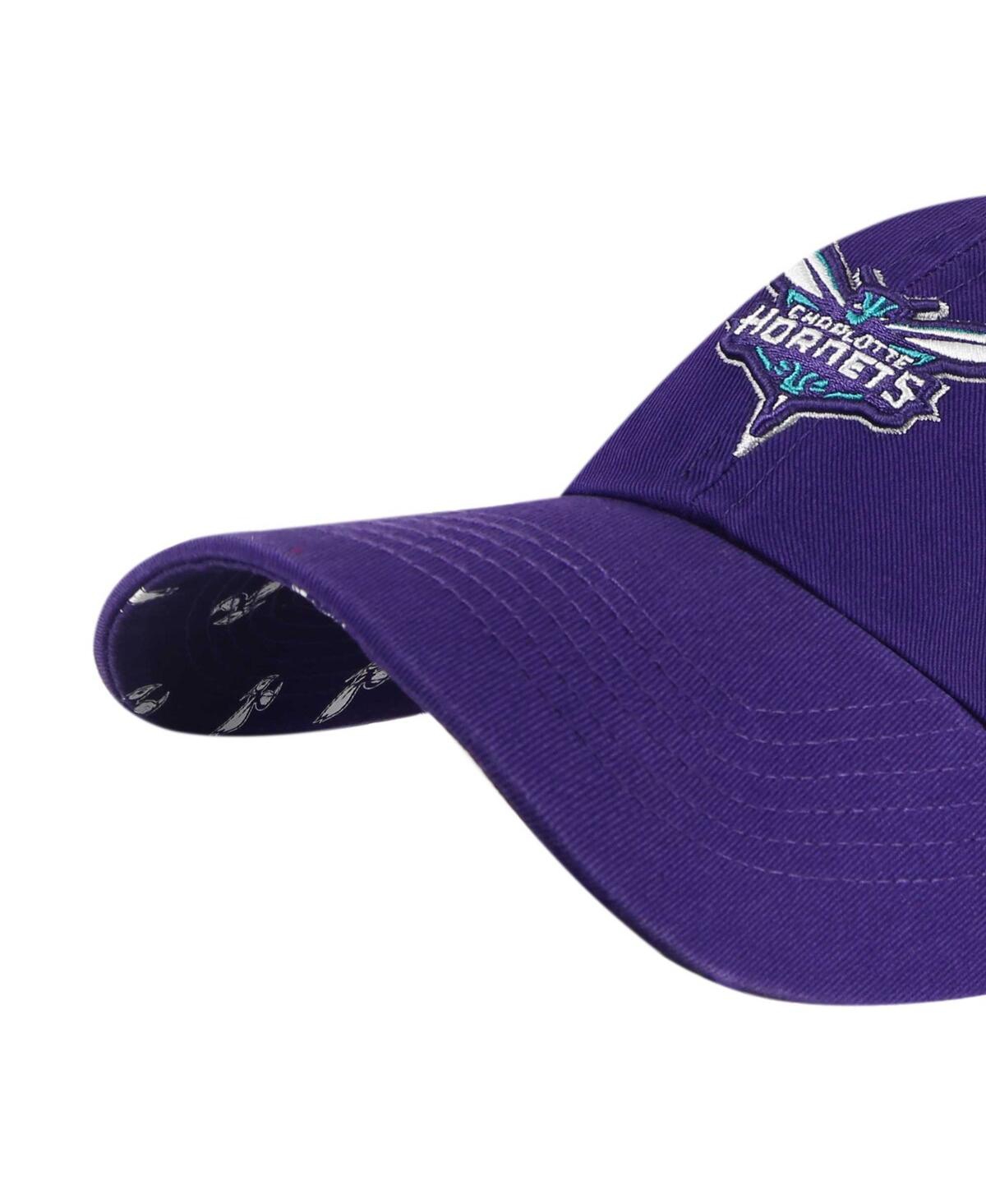 Women's '47 BrandCharlotte Hornets Confetti Undervisor Clean Up Adjustable Hat - Purple