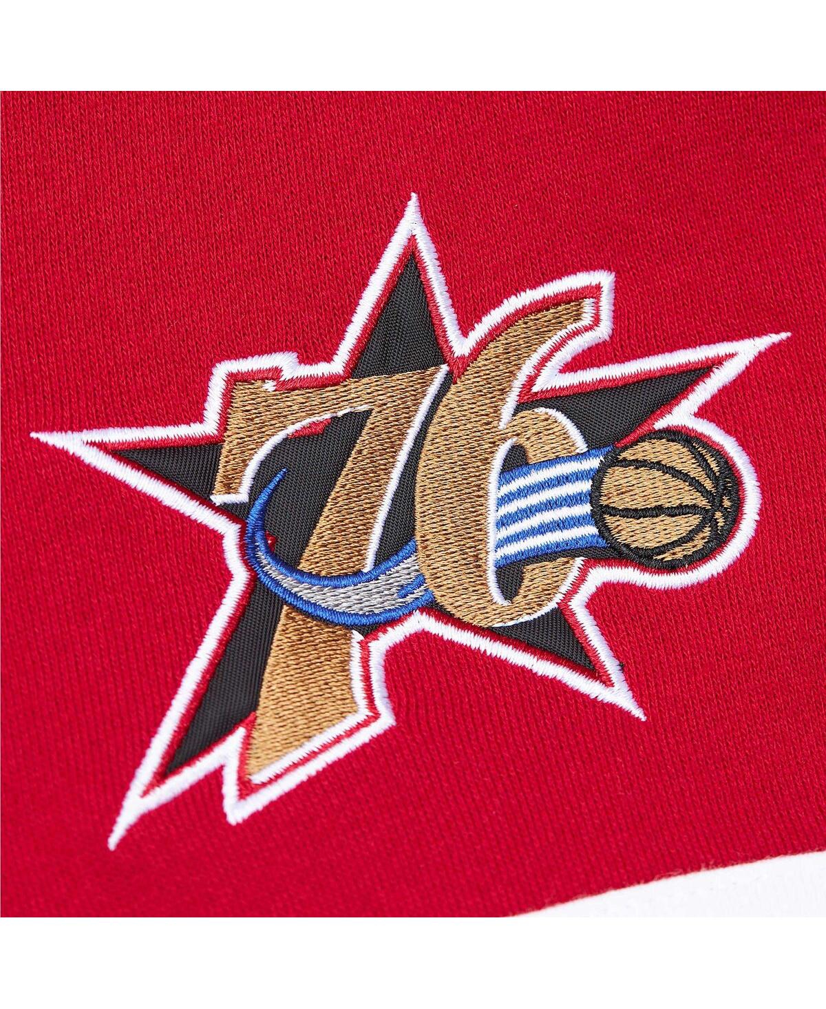 Mitchell & Ness Men's Black Philadelphia 76ers Big Tall Hardwood Classics Head Coach Pullover Hoodie In Black,red