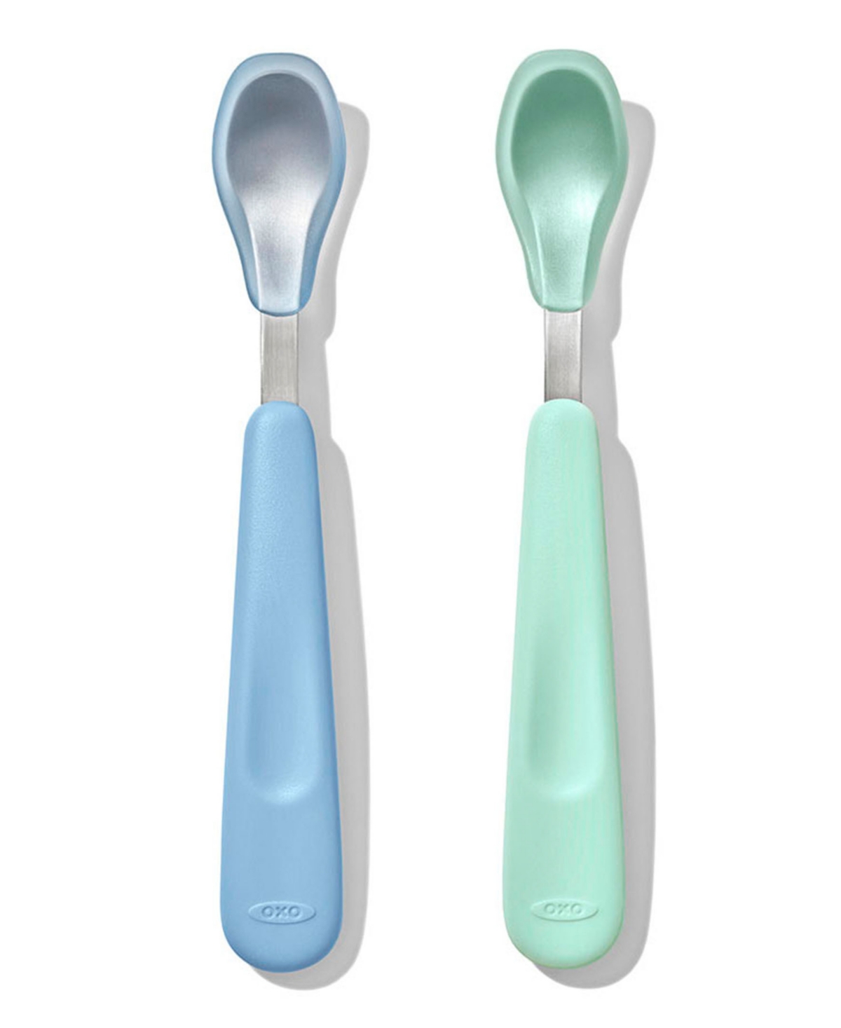 Shop Oxo Tot Feeding 2pc Spoon Set With Soft Silicone In Opal And Dusk