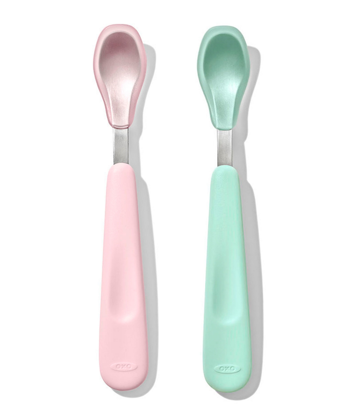 Shop Oxo Tot Feeding 2pc Spoon Set With Soft Silicone In Opal And Blossom