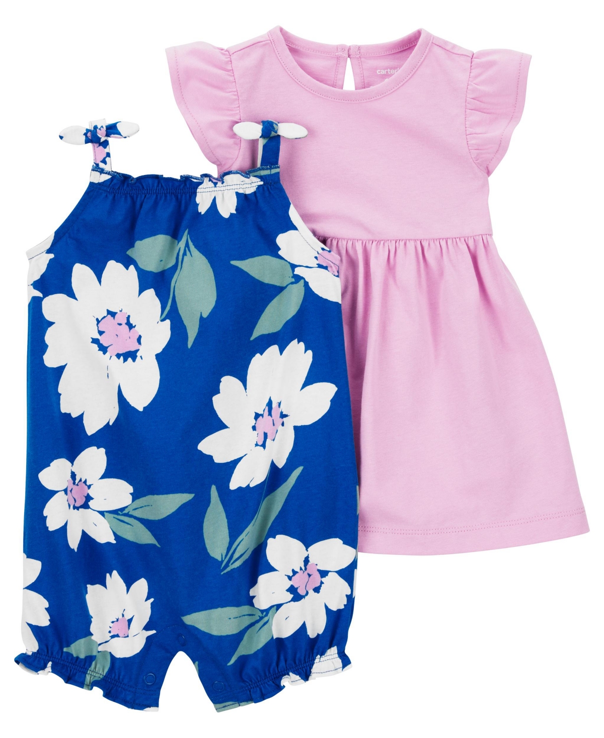Shop Carter's Baby  3 Piece Dress And Romper Set In Blue