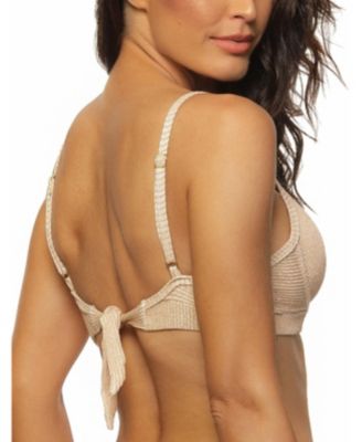 Women's Crinkle Lurex Padded Underwire Bikini Top