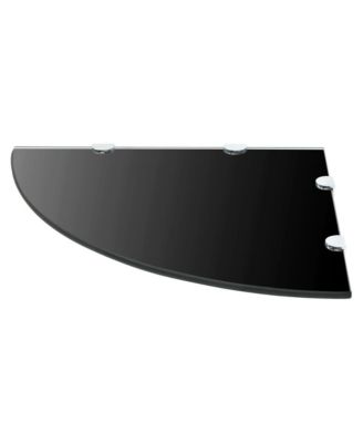 Corner Shelf with Chrome Supports Glass Black 17.7"x17.7"