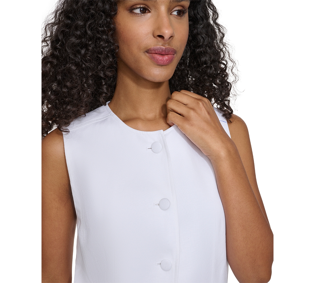 Shop Calvin Klein Women's Sleeveless Crewneck Jacket In White