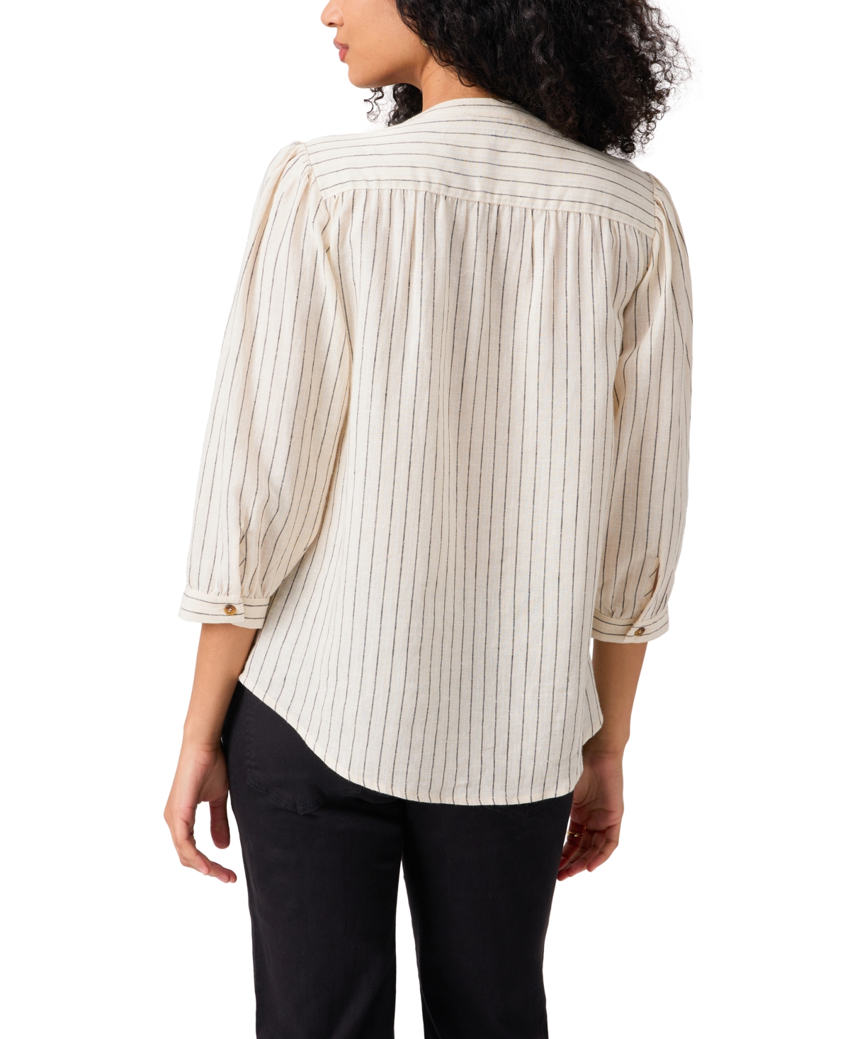 Shop Sanctuary Women's The Femme Striped 3/4-sleeve Shirt In Birch Stripe