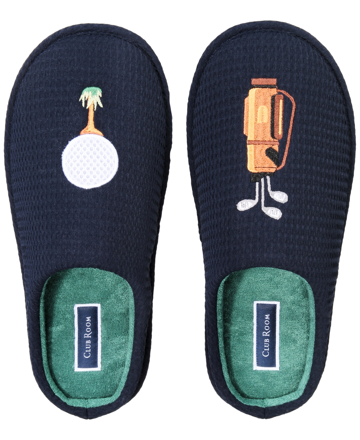 Men's Golf Embroidered Slippers, Created for Macy's - Blue