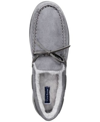 Men's Faux-Suede Moccasin Slippers with Faux-Fur Lining, Created for Macy's