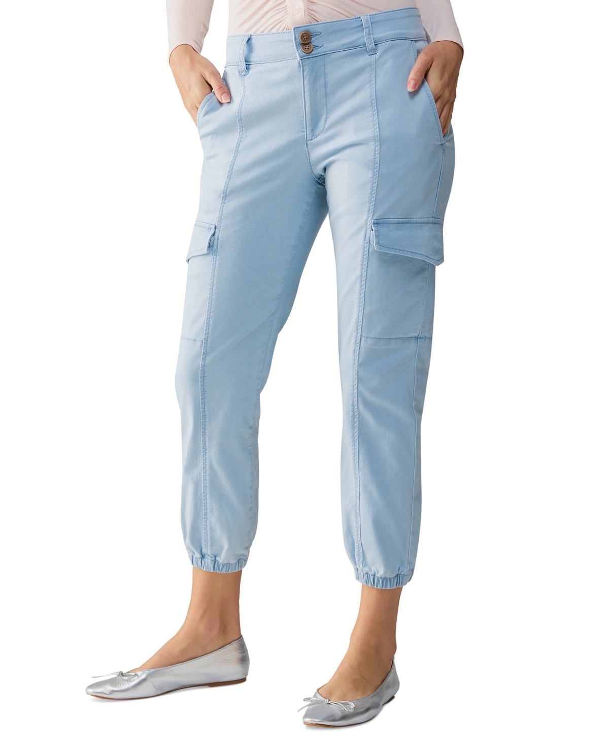 Shop Sanctuary Women's Rebel Cropped Mid-rise Cargo Pants In Ultra Pale