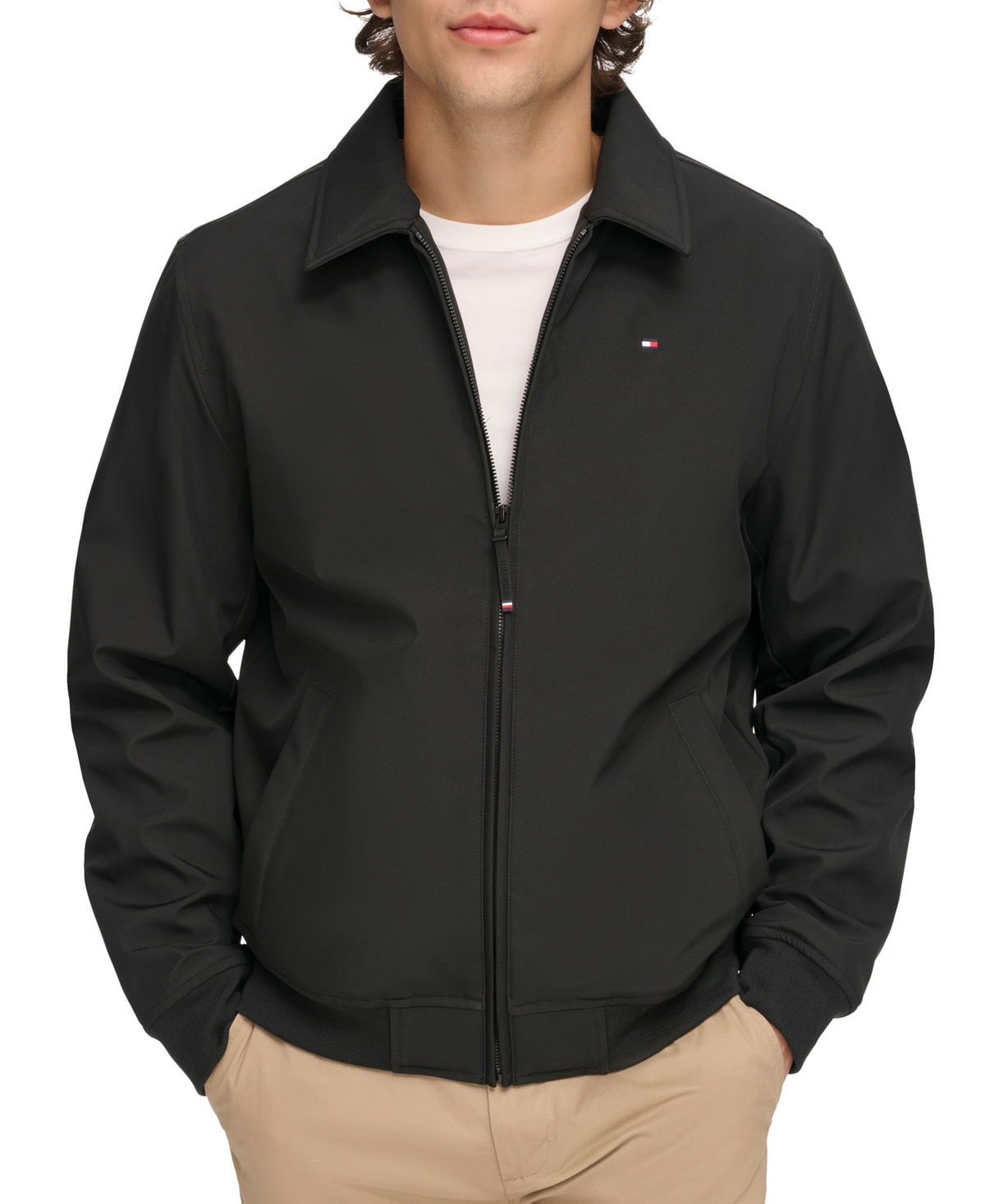 Tommy Hilfiger Men's Classic Soft-shell Bomber Jacket In Black