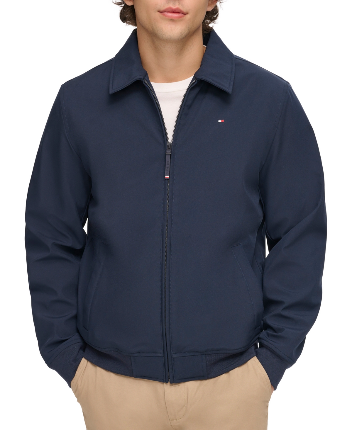 Tommy Hilfiger Men's Classic Soft-shell Bomber Jacket In Midnight