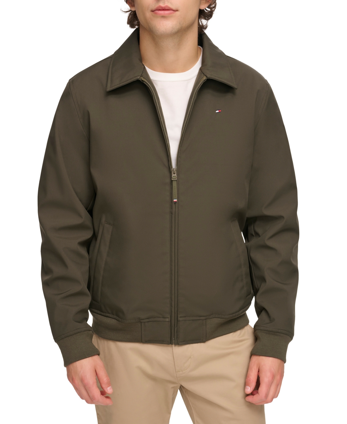 Tommy Hilfiger Men's Classic Soft-shell Bomber Jacket In Olive