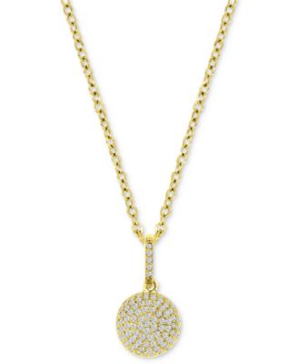 Macy's - Cubic Zirconia Pav&eacute; Circle Disc 18" Pendant Necklace in 14k Gold-Plated Sterling Silver