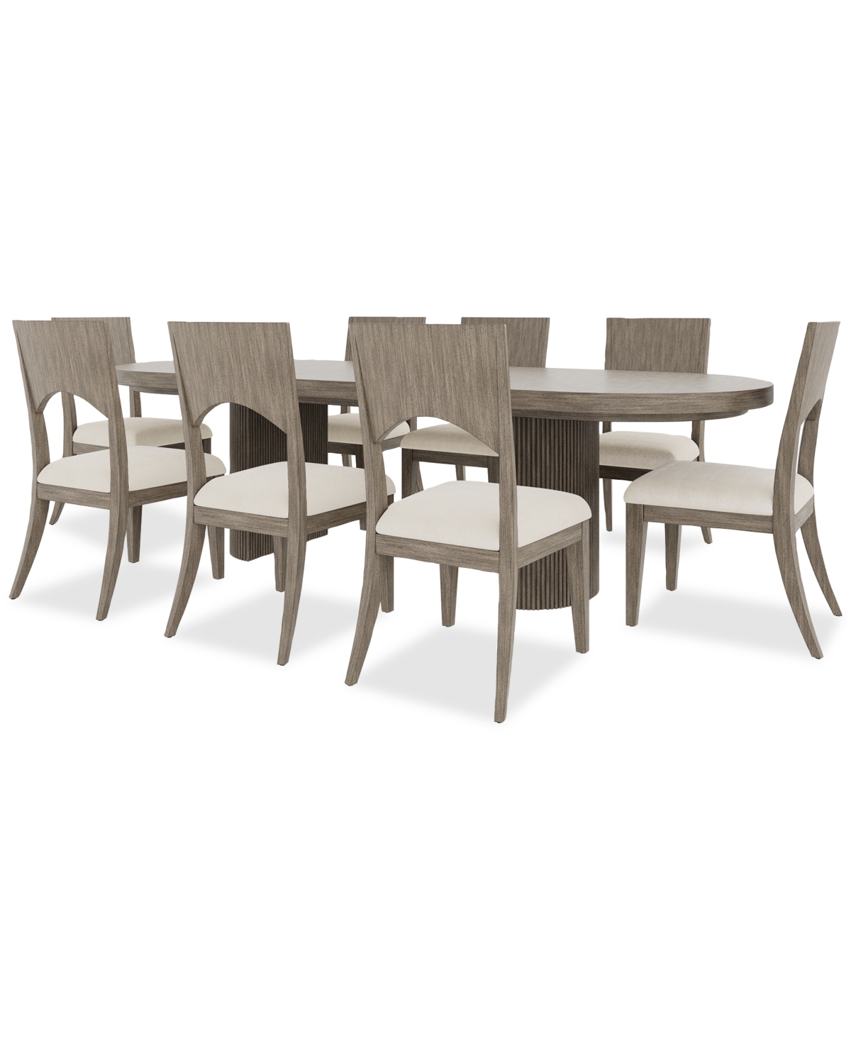 Macy's Frandlyn 9pc Dining Set (table + 8 Side Chairs) In Brown