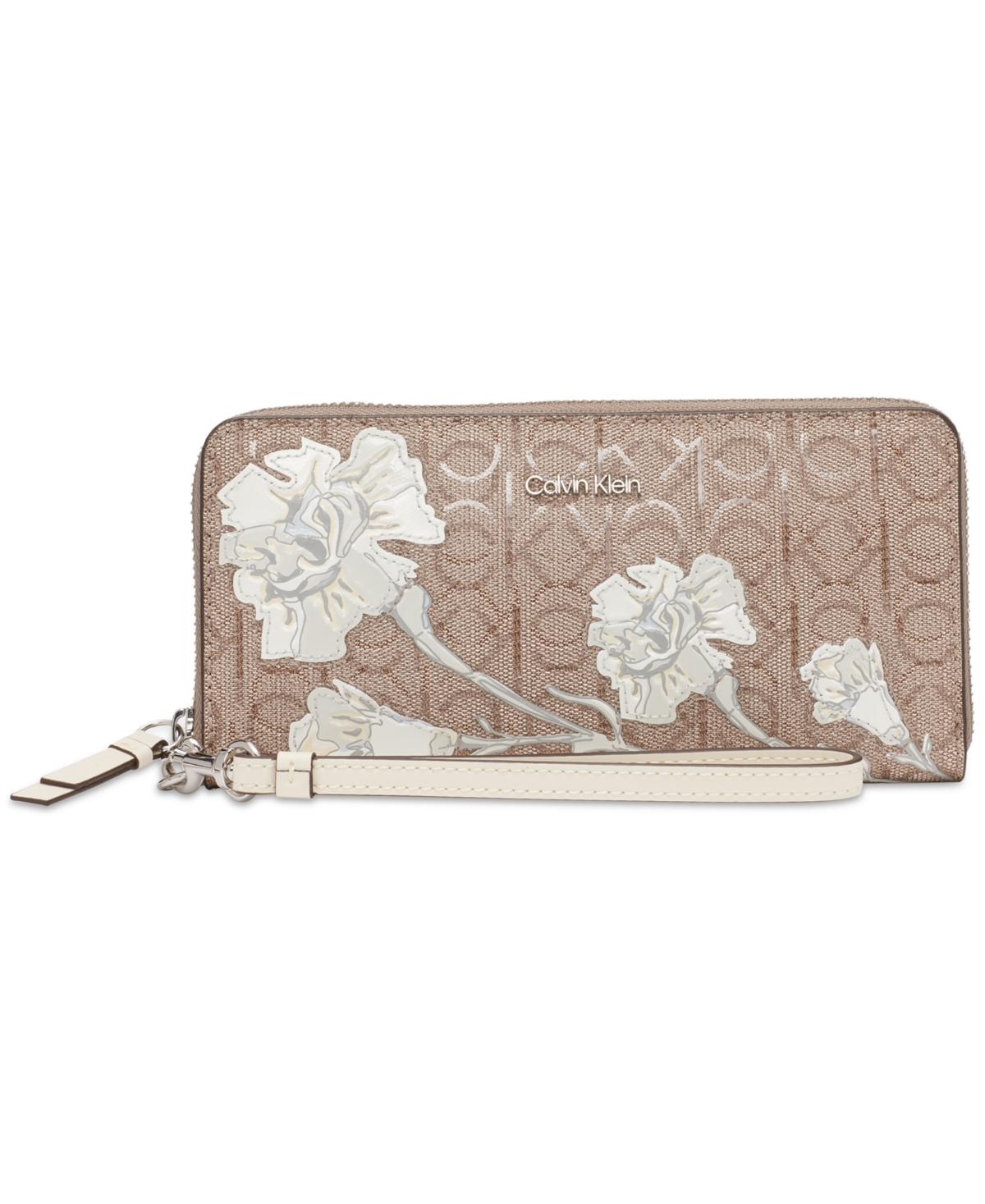Calvin Klein Audrey Floral Signature Boxed Wallet In Almond Multi