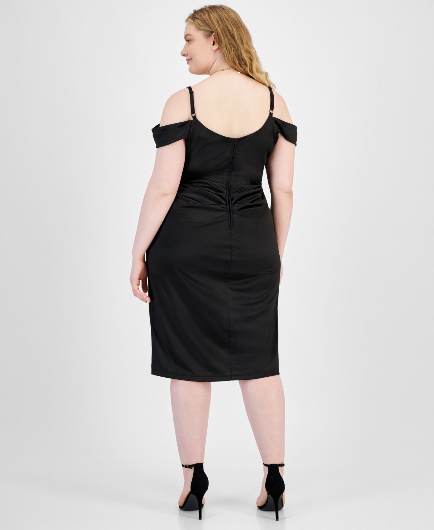 Женское платье B Darlin Trendy Plus Size Off-Shoulder Spaghetti-Strap, цвет: Чёрный — фото 2