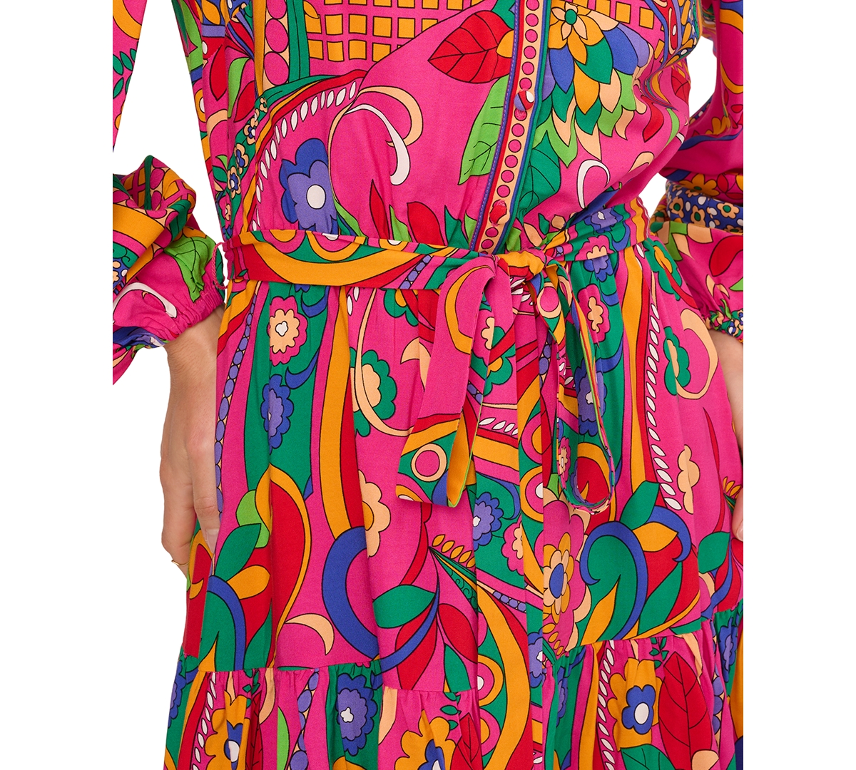 Shop Adrianna By Adrianna Papell Women's Printed Shirtdress In Pink Multi