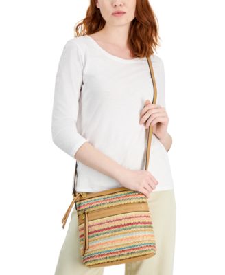 Straw North South Crossbody Bag