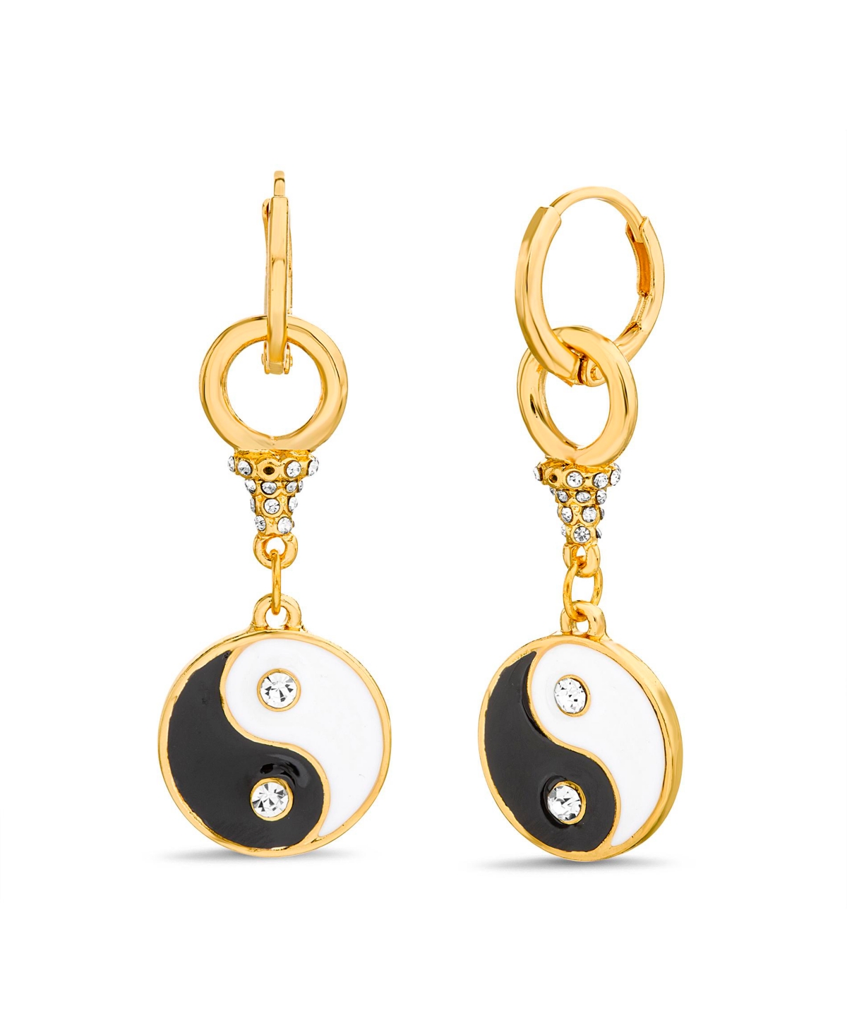 Huggie Earring with Yin Yang Dangle Charm - Multi