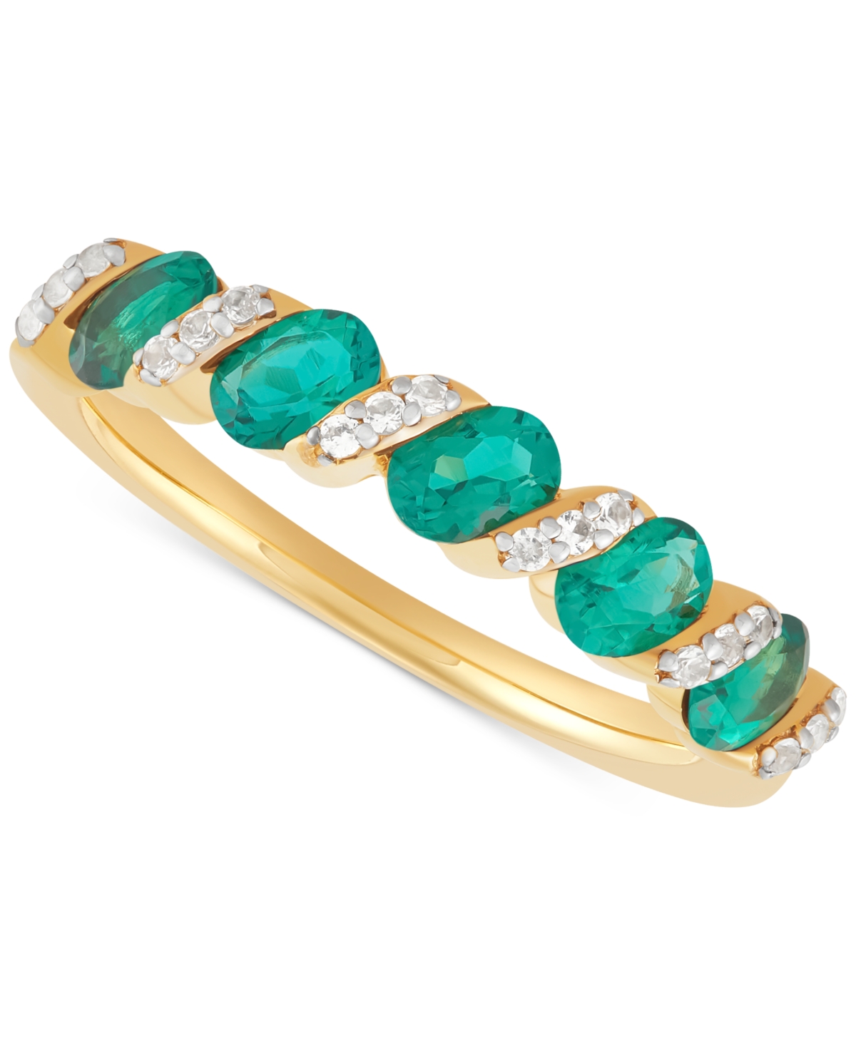 Lab-Grown Blue Sapphire (1-1/3 ct. t.w.) & Lab-Grown White Sapphire (1/10 ct. t.w.) Ring in 14k Gold-Plated Sterling Silver (Also in Lab-Grown Ruby &
